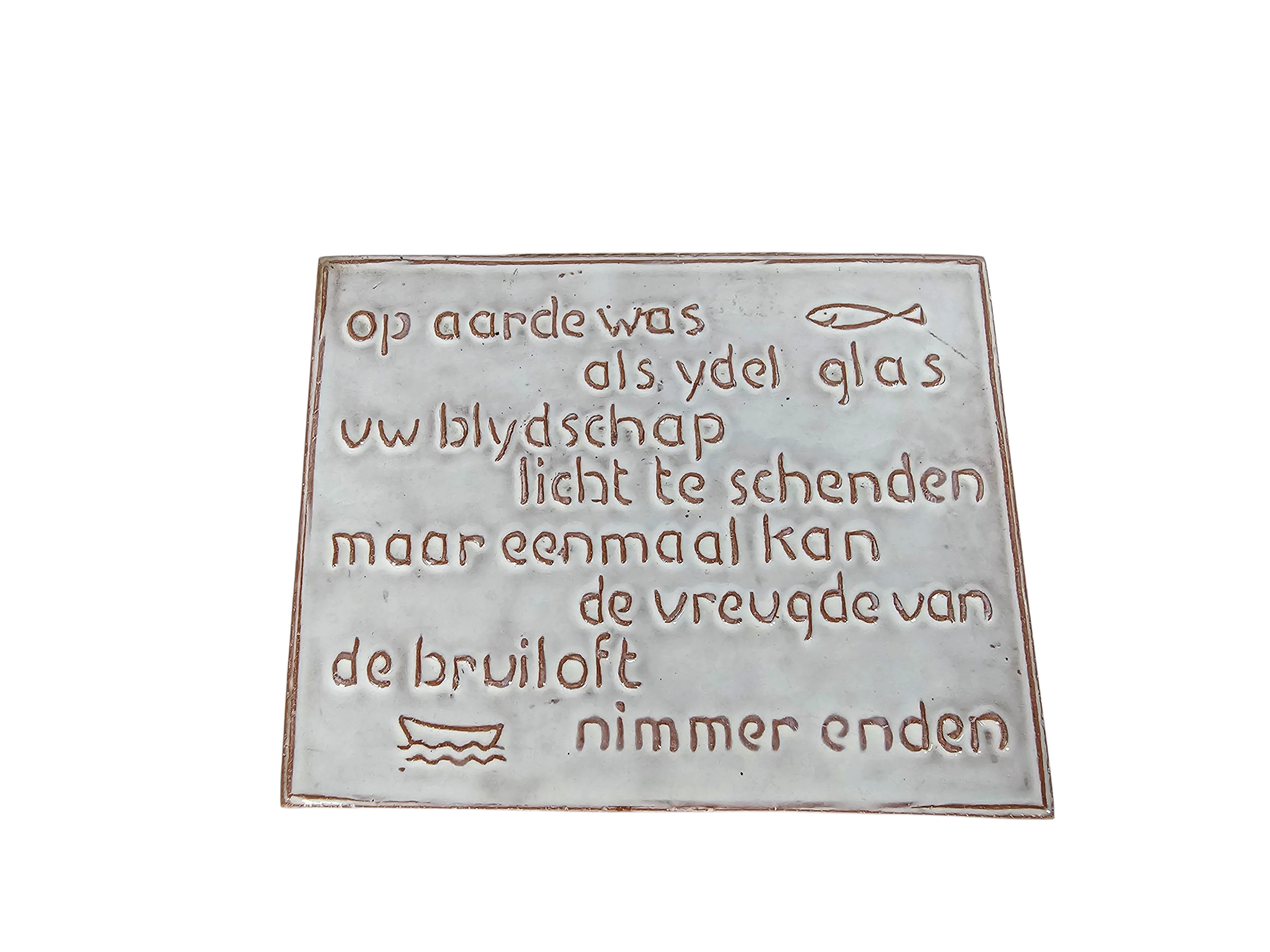 Mobach keramiek - plaquette - wandbordje - spreuk - 1960's