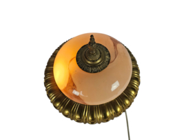 Vintage - hanglamp - plafonniere- verguld - Art Deco - gesatineerd glas - 1970's