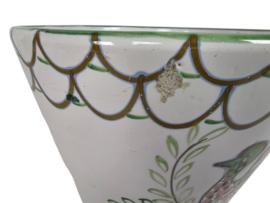 Vintage - keramische bloempot - Italiaans  - hand geschilderd  - bloemen - 60's