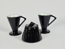 Vintage - Porselein - Memphis Milano stijl -  kopjes (2) en suikerpotje - 80's
