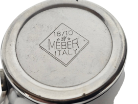 Design MEBER ITALY set (2) staal 18-10 dubbelwandige espresso kopjes met schotel