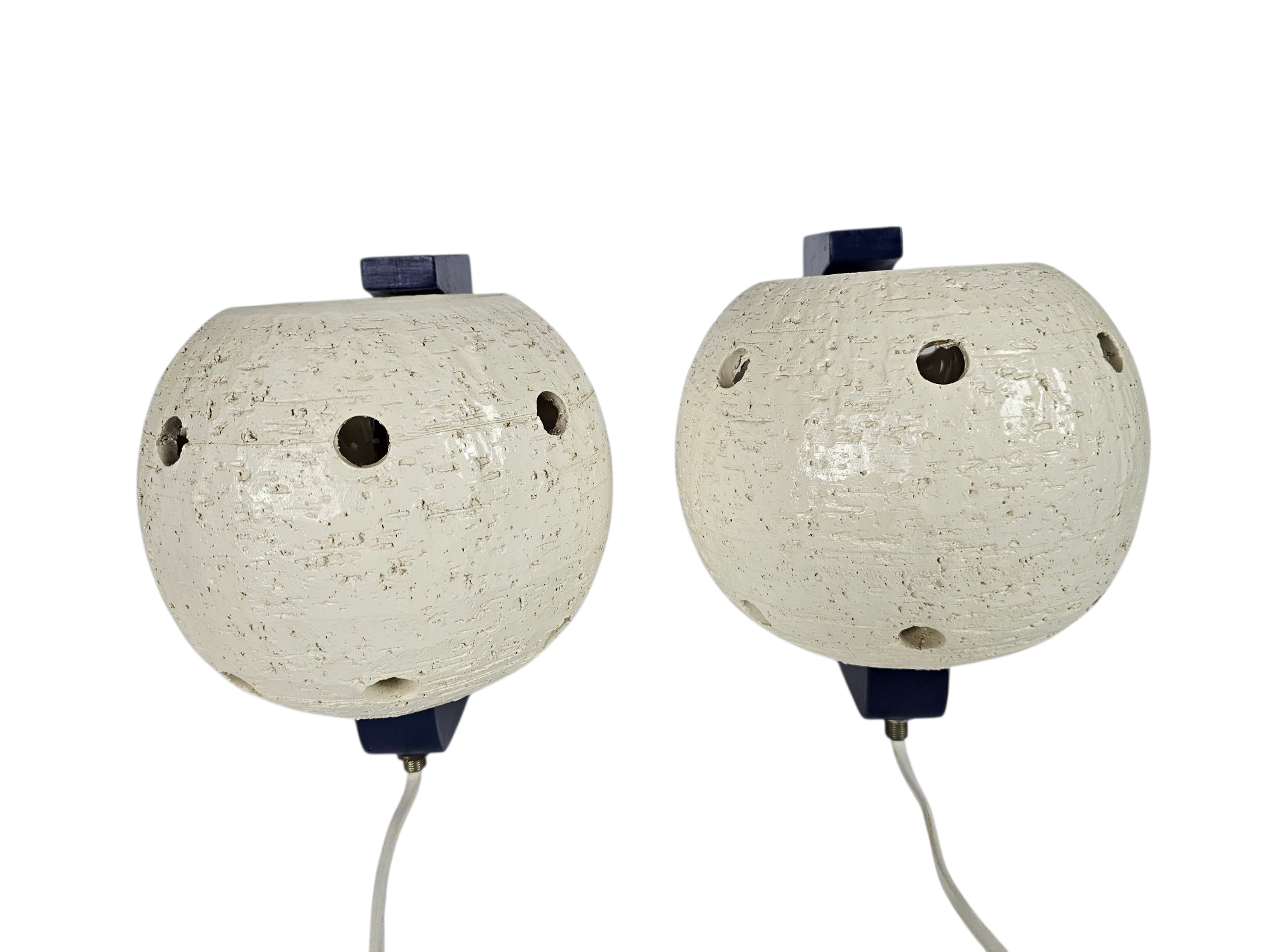 Muurlampjes (2) - chamotte klei - Space age - mid century modern - 70's