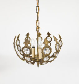 Palwa Palma & Walter stijl - Hollywood Regency stijl - messing - facet geslepen glas - hanglamp - verguld - 3e kwart 20e eeuw
