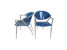 Calligaris - Leer - Eetkamerstoelen set (2) - Made in Italy - 1990's