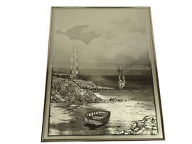 Jean Roy Hardelin - goudfolie afbeelding - gesigneerd - Frankrijk - 1970's