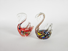 Murano - zwanen (2) - glas - kristal - beeldjes - figurines - 90's