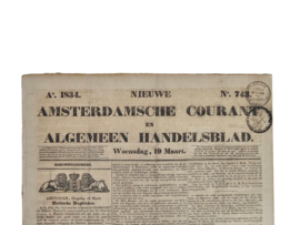 'Nieuwe Amsterdamsche Courant Algemeen Handelsblad' - ingelijst - 1843