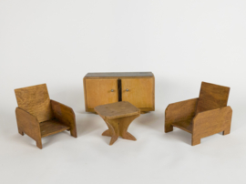 Miniatuur meubeltjes - triplex - vintage - 3e kwart 20e eeuw
