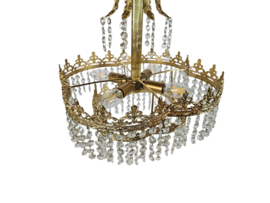 Chandelier - Hollywood Regency - verguld - kristal - 3e kwart 20e eeuw