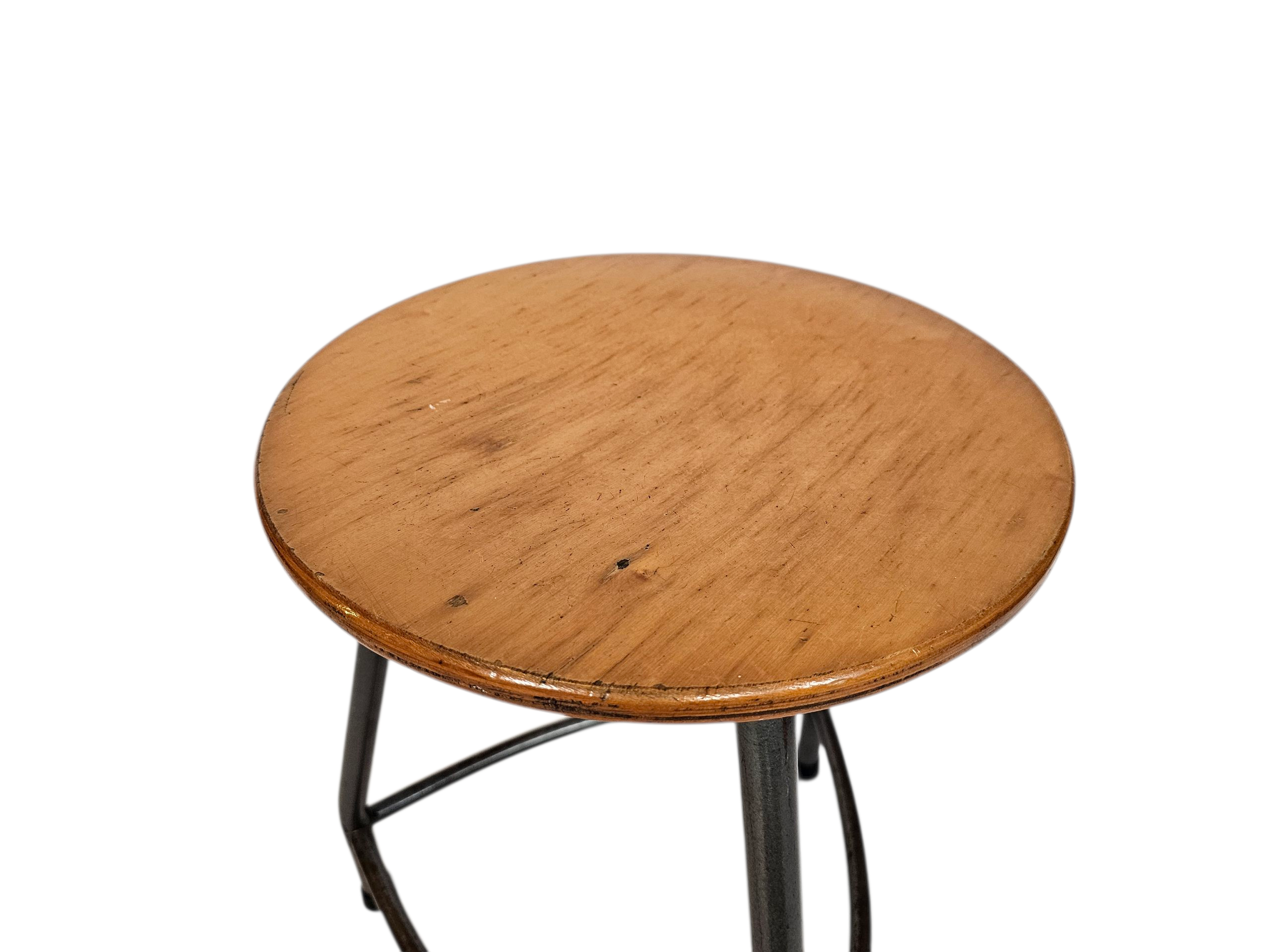 Ahrend De Cirkel - Industrieel - Krukje - Hout - Metaal - 60s
