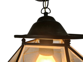 Amsterdamse school - lantaarn lamp - facet geslepen glas - koper - 1920's