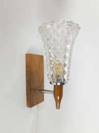 Philips verlichting - Philips design - wandverlichting - teak - kristal - 70's