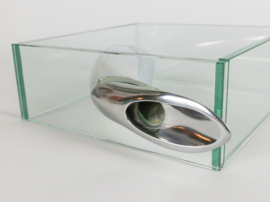 Lisa Mori voor Inn - Modernist - glas - kristal - Aluminium - vaas - 90's