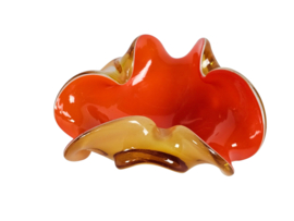 Murano - zeester vormige - asbak - oranje/geel/oker kleurig - 60's