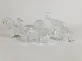 Kosta Boda - Zoo series - Bertil Vallien - Nijlpaard - Leeuw - Olifant (2) -  Vogel - Paperweights- set (5) stuks - 1970's