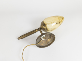 Art Deco stijl wandlamp - Herda Holland - messing - gemarmerd puntglas - 80's