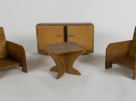 Miniatuur meubeltjes - triplex - vintage - 3e kwart 20e eeuw