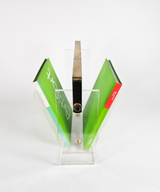 Magazine holder  - design David Lange - lucite - messing -  plexiglas - Frankrijk  - 70's