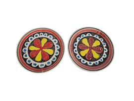 Giovanni Desimone | handbeschilderd | Picasso stijl | Bloem | bord (2) | 70's