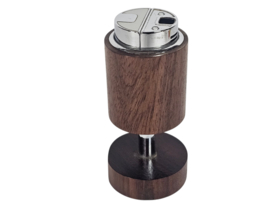 Space Age  - Aansteker - Sarome Piezo - Sarome Kunijiro Segawe Tokyo  - Aansteker   - teak - chrome - Japan - 3e kwart 20e eeuw