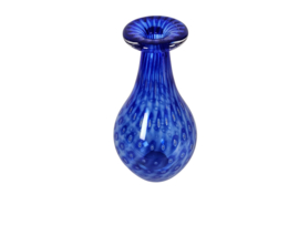 Murano - flesvaas - ingesloten luchtbellen - cobalt blauw - Italie - 80's