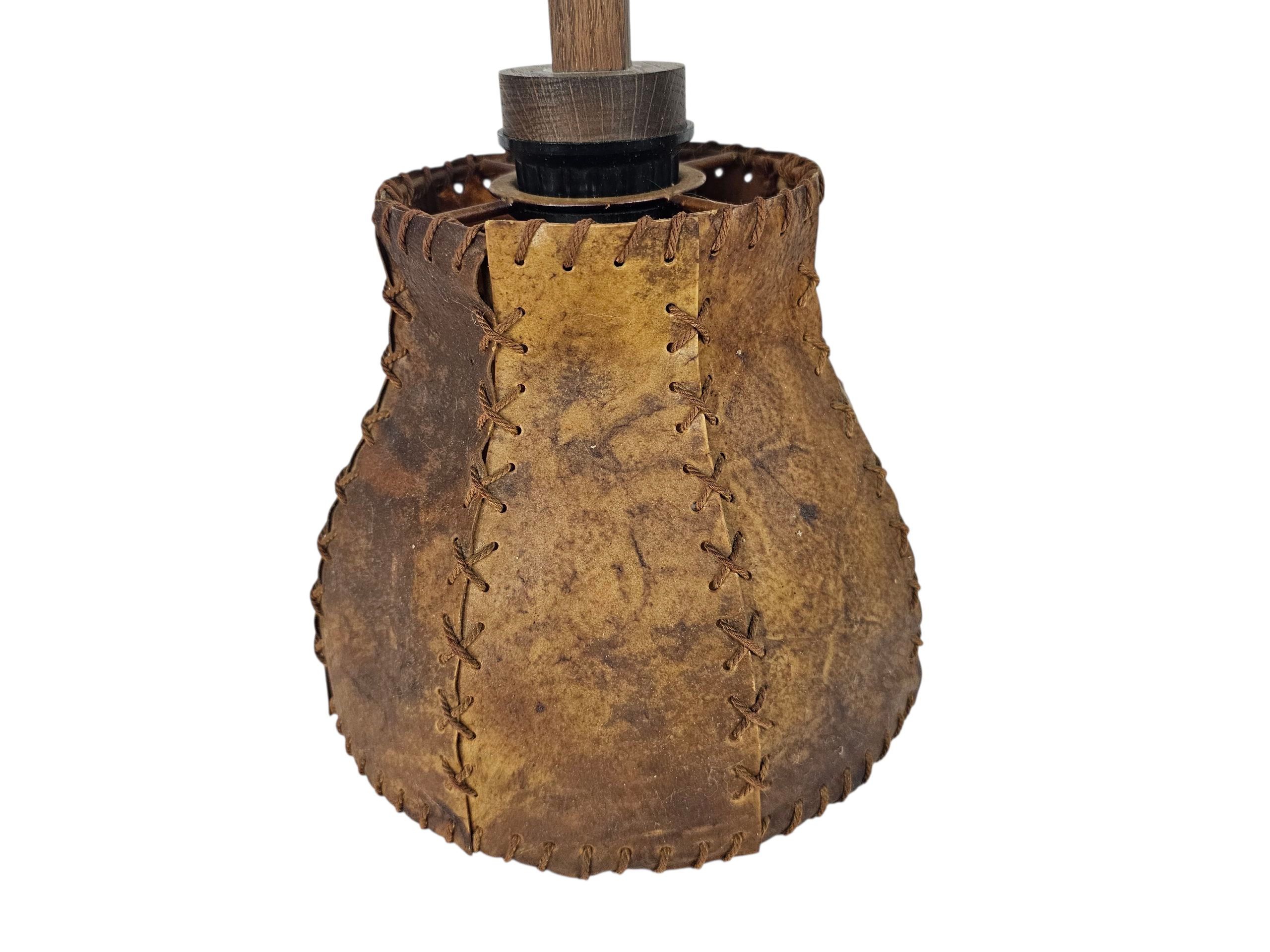 Schaarlamp | Harmonicalamp | wandlamp | vintage | eiken | varkensblaas | 70's |