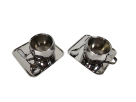 Tramontina -  2 x espresso set - dubbelwandige kop - staal - Brazilië - 1980's