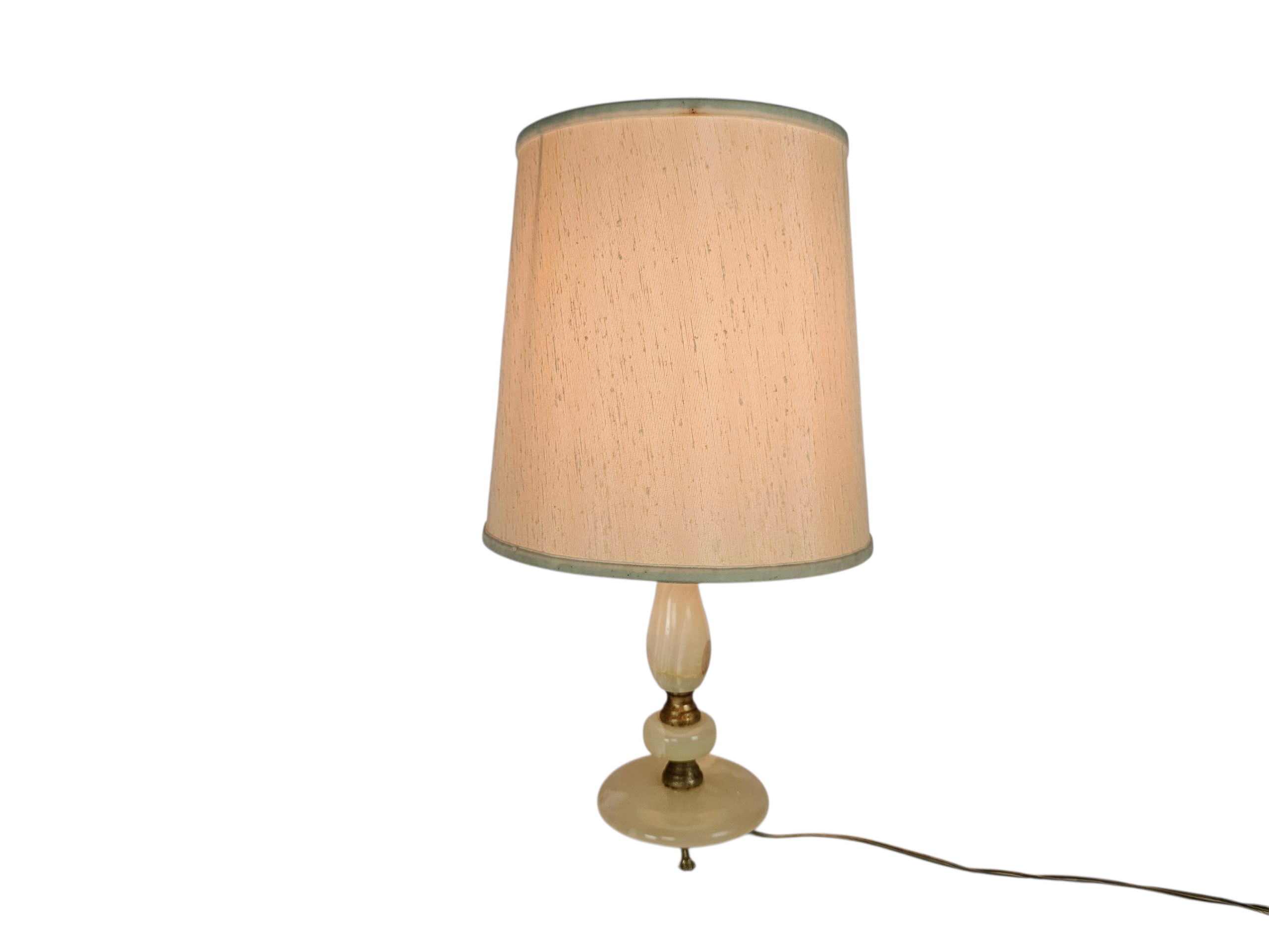 Albast - natuursteen - onyx - tafellamp - Spanje - Hollywood Regency stijl - verguld - 70's