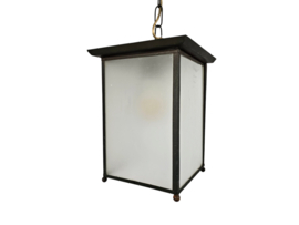 Amsterdamse school - lantaarnlamp - hanglamp - koper - glas - 1e kwart 20e eeuw