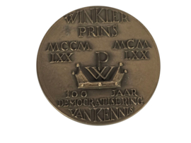 PENNING 100 JAAR WINKLER PRINS - Brons  - Henk van Bommel/Cepas Stauthamer - 1970