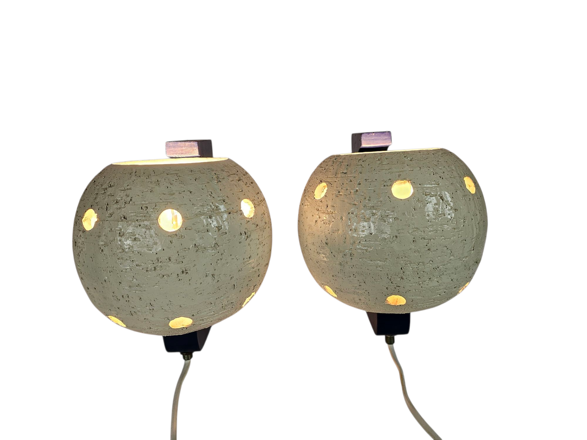 Muurlampjes (2) - chamotte klei - Space age - mid century modern - 70's