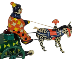 Tin Toy - Clown op ezel - opwindbaar - China - 3e kwart 20e eeuw