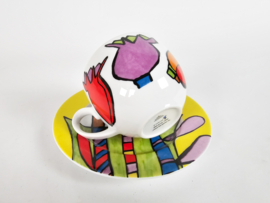 Schoonhoven keramiek -  design Ans v.d Graaf - De Smaak van Kunst - Kop en Schotel -  90's