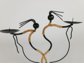 Laurids Lonborg - Denemarken - kaarsenhouder - metaal - raffia - 60's