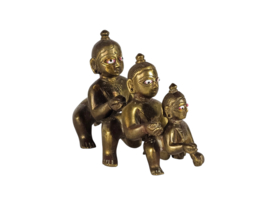 Vintage mooie messing hindoe god baby Krishna standbeeld decoratieve figuur - Lord Little Baby Krishna koperen standbeeld in kruipende posture - voor 2000