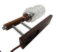 Wandlamp - teak - kristal - chroom - Denemarken - 60's