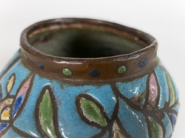 Perzië -  koper - metaal -  emaille -  kom - cloisonne - 19e eeuw