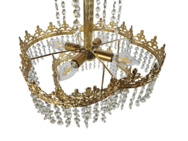 Chandelier - Hollywood Regency - verguld - kristal - 3e kwart 20e eeuw