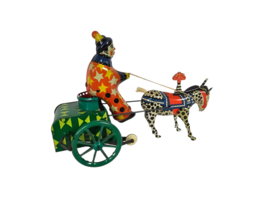 Tin Toy - Clown op ezel - opwindbaar - China - 3e kwart 20e eeuw