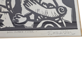 Eugène FIDLER (1910-1990) - Lino gravure originale - 'Pour Eugene Fidler' - 6/100