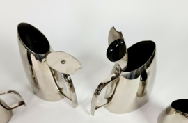 Art deco stijl - Bauhaus - koffie - tea set. (4) - metaal - chroom - zilver - bakeliet - 1930's