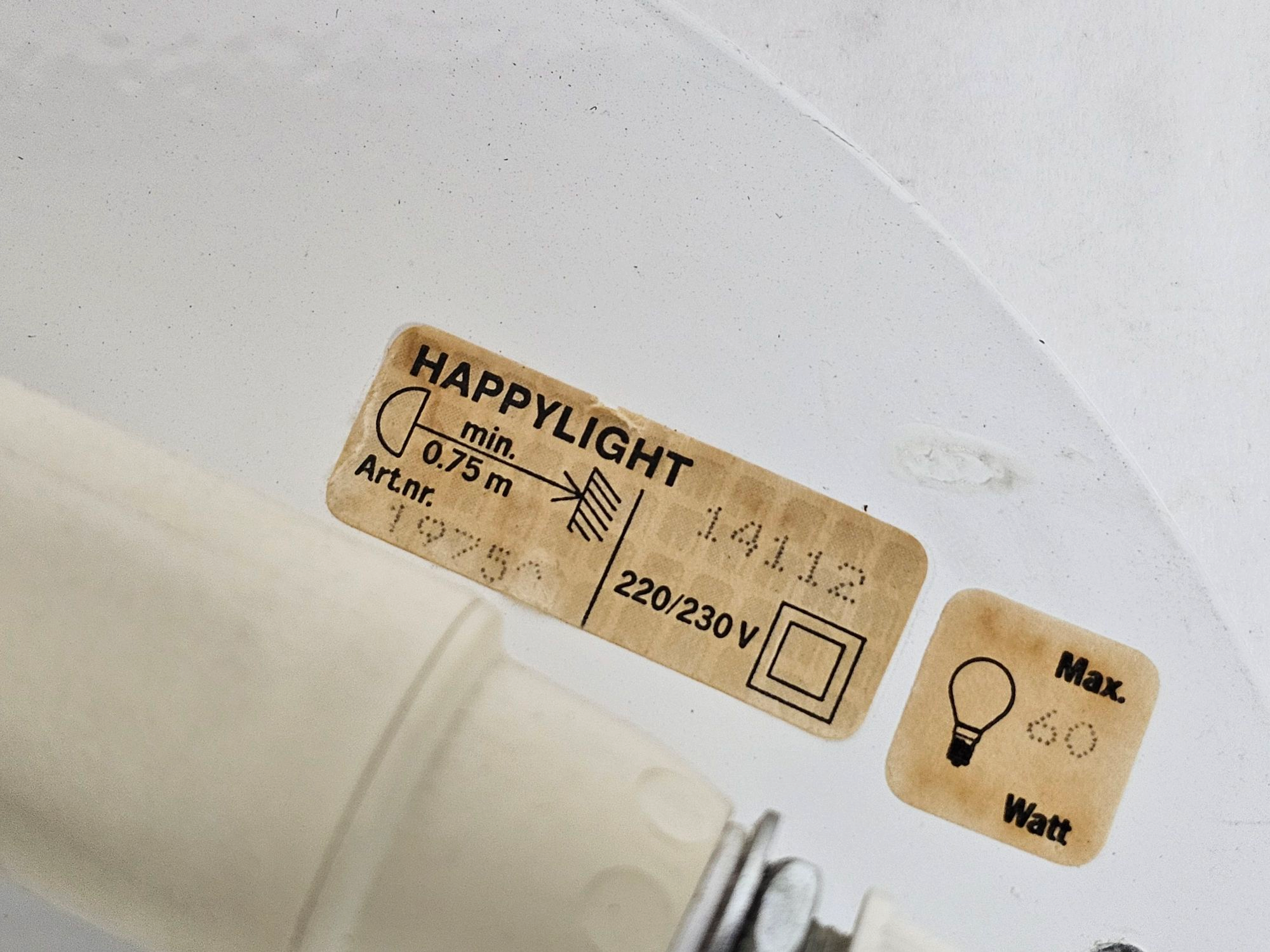 Happy Light - 'Waaier' - wandlamp - geperst glas - metaal - 90's