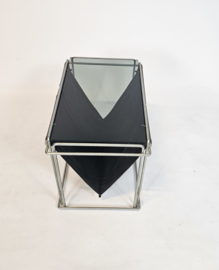 Max Sauze studio -  side table - lectuurbak - metaal -glas - 70s