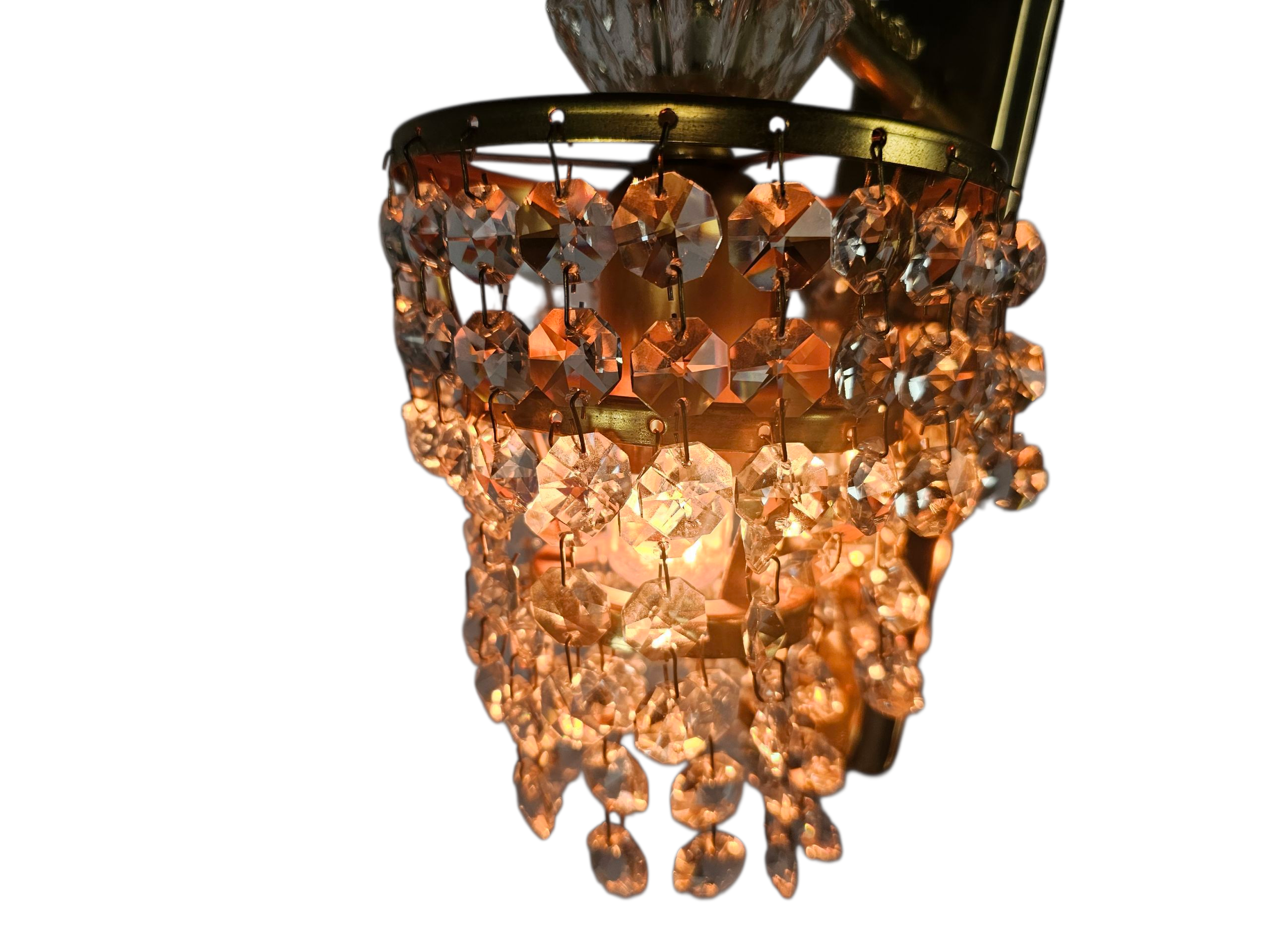 Massive - Hollywood Regency stijl - verguld - kristal - België - 70's