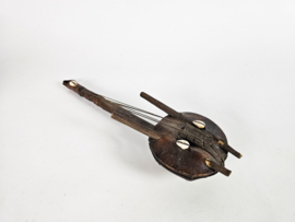 Harp Instrument - Banjo guitar - 4 snaren - Kora - West Africa -  handgemaakt - leer - 3e kwart 20e eeuw
