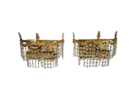 Hollywood Regency stijl - 2 Strass Muurlampen - verguld - 60's