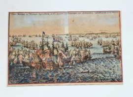 Zeeslag bij Duins - 1639 - naar Salomon Savery - naar Abraham de Verwer- (1651 - 1674) - hand ingekleurd - 1639