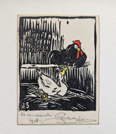 Jan Schrijvers - houtsnede - handdruk - gesigneerd - 1948