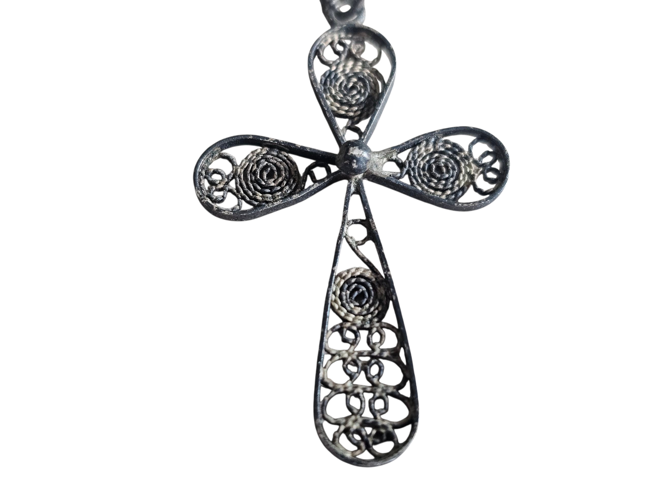 Crucifix - filigraan techniek - zilver - 19e eeuw