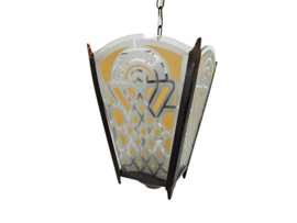 Amsterdams school stijl - lantaarn - hanglamp - glas - messing - 1930's